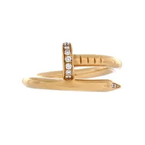 Pre-owned Cartier Juste un Clou Ring 18K Yellow Gold and Diamonds by Rebag
