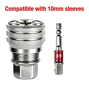 Universal Socket Set with Drill Adapter, Self-Adjusting Universal Socket Wrench Fits Multiple Sizes, Multi-Function Repair Tool for 3/8" Drive Ratchet Wrench & Power Drill, Mechanic, Garage Essential, DIY Home Improvement, Automotive Workshop Accessories