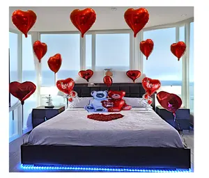 Love  Balloon Set’ 2 Love Cup Big Teddy Bear 12 Heart Foil Balloon 1000 Silk Rose Petals (ready separated) Suitable with Air or Helium Includes air balloon pump 100 dot glue Gift Set Wedding  Kit