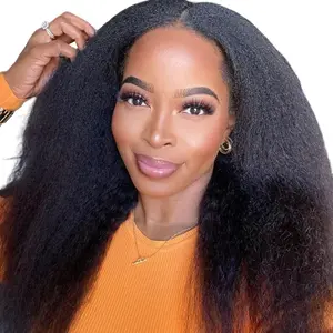 Vshow Kinky Straight Human Hair V Part Wigs with Drawstring Fit All Heads Half Wigs for Beginners