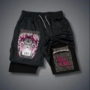 Unisex Babymetal Band Sports Shorts – Double-Layer Athletic Shorts with Elastic Waistband, Comfortable Summer Streetwear - For Loose Fit, Choose One Size Up