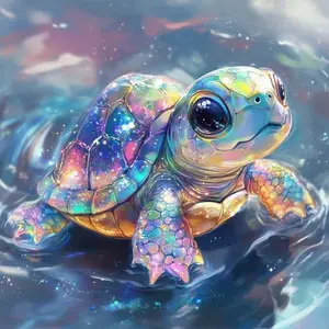 Turtle Pattern DIY Diamond Arts Colorful Painting Kit without Frame, 5D Diamond Arts Colorful Painting Kit, Wall Art Decor for Home Living Room Bedroom, Diamond Painting Kits