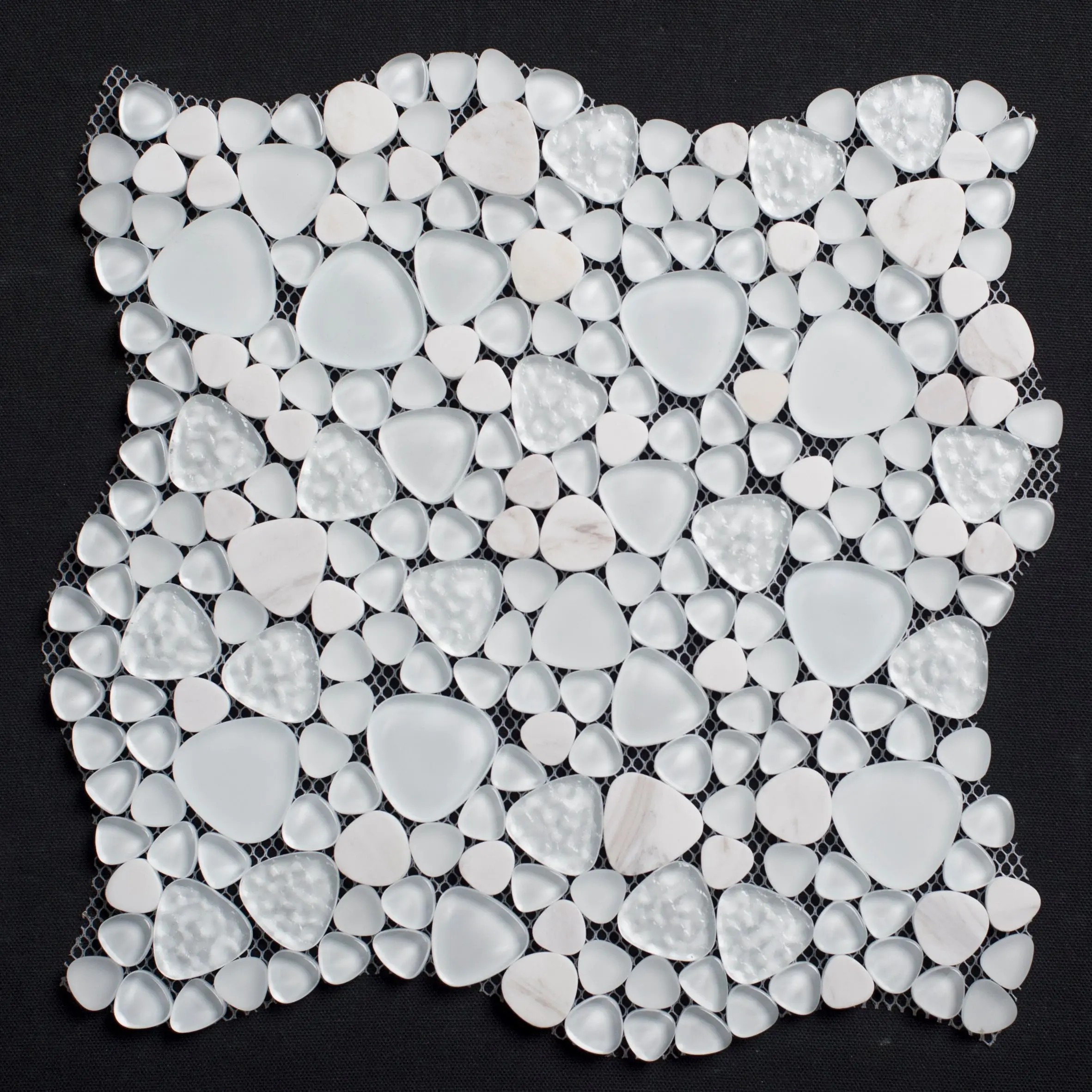 Glacier Marble Hearts Glass Mosaic Tile Random Sizes