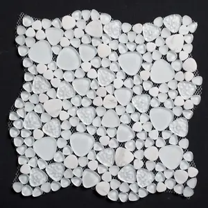 Glacier Marble Hearts Glass Mosaic Tile Random Sizes