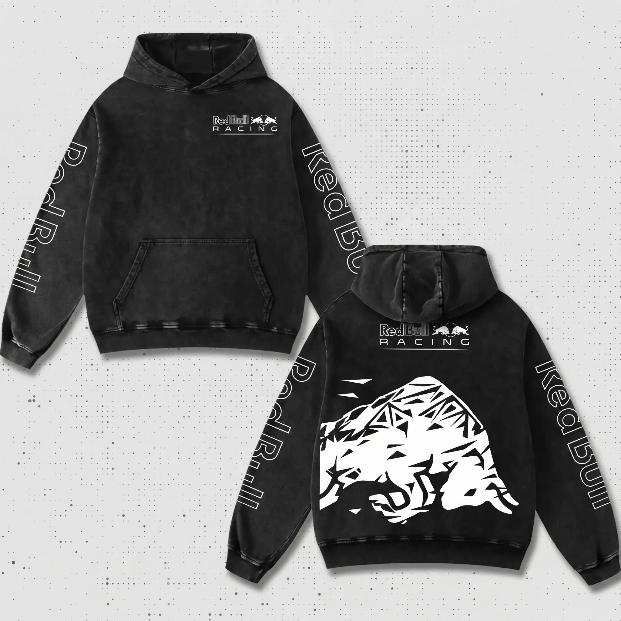 Retro ORB Red Racing Hoodie Washed Black, MotoGP World Championship Enthusiast, Motorcycle Off Road Dirt Bike Graphic Streetwear, Heavyweight Biker Sweatshirt, Moto Gear Motorbike Apparel Men’s Aesthetic Y2K Racing Jacket Style