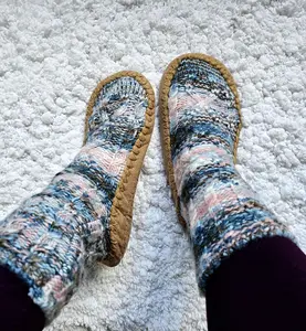 Cozy Soft Sole Slipper Booties: Mukluk Knit Slipper Socks, Warm Comfy House Shoes