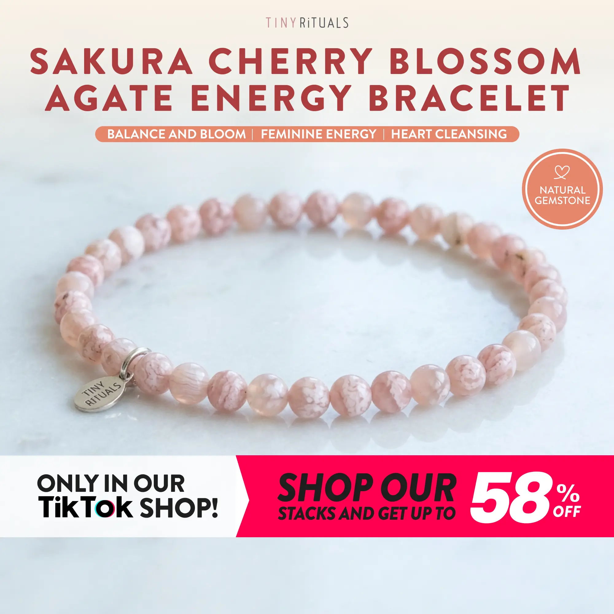 TINY RiTUALS Sakura Cherry Blossom Agate Energy Bracelet