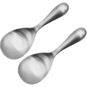 2 Pack Stainless Steel Rice Spoons, 8 Inch Thickened Heat Resistant Serving Spoon, Cooking Spoon for Kitchen Utensils