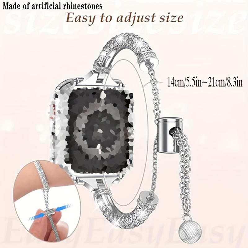 1pc Women'S Wisdom Watch Strap Made of Synthetic Rhinestones Suitable for Festivals, Birthday Gifts to Add Sparkle for Apple Watch Series Ultra/Se/11/10/9/8/7/6/5/4/3/2/1 Series Watch Compatible with 38/40/41/42/44/45/46/49Mm Smart Watch
