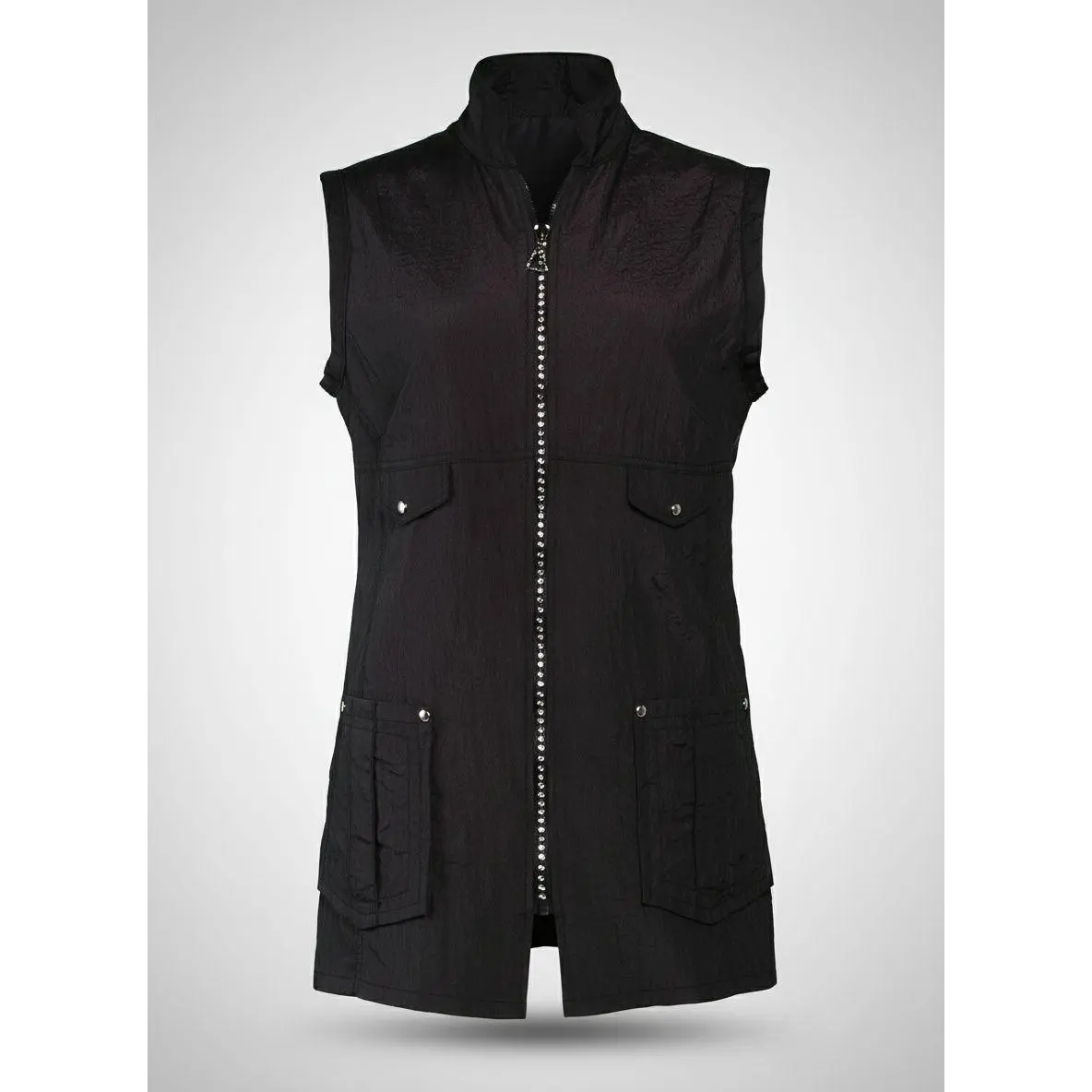 StylistWear Women's Solid Fitted Vest with Rhinestone Zipper - Sleeveless Aesthetic Fashion Top for Work or Casual Wear, Style, Aesthetic Vest
