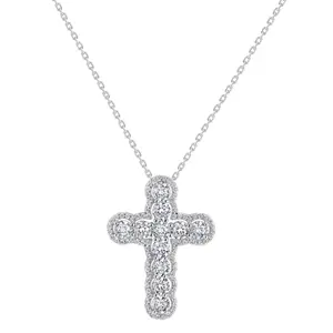 Round Cut Simulated Diamond Cross Necklace