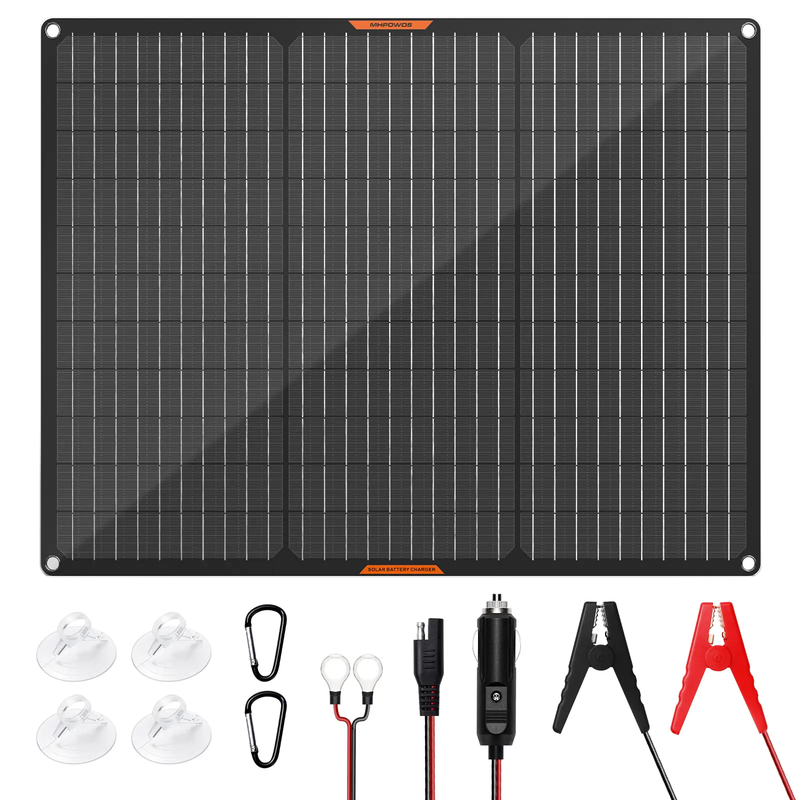 MHPOWOS 50W / 30W / 20W / 10W Solar Battery Trickle Charger Maintainer 12V Portable Waterproof Solar Panel Trickle Charging Kit for Car, Automotive, Motorcycle, Boat, Marine, RV,Trailer, Snowmobile Vehicle