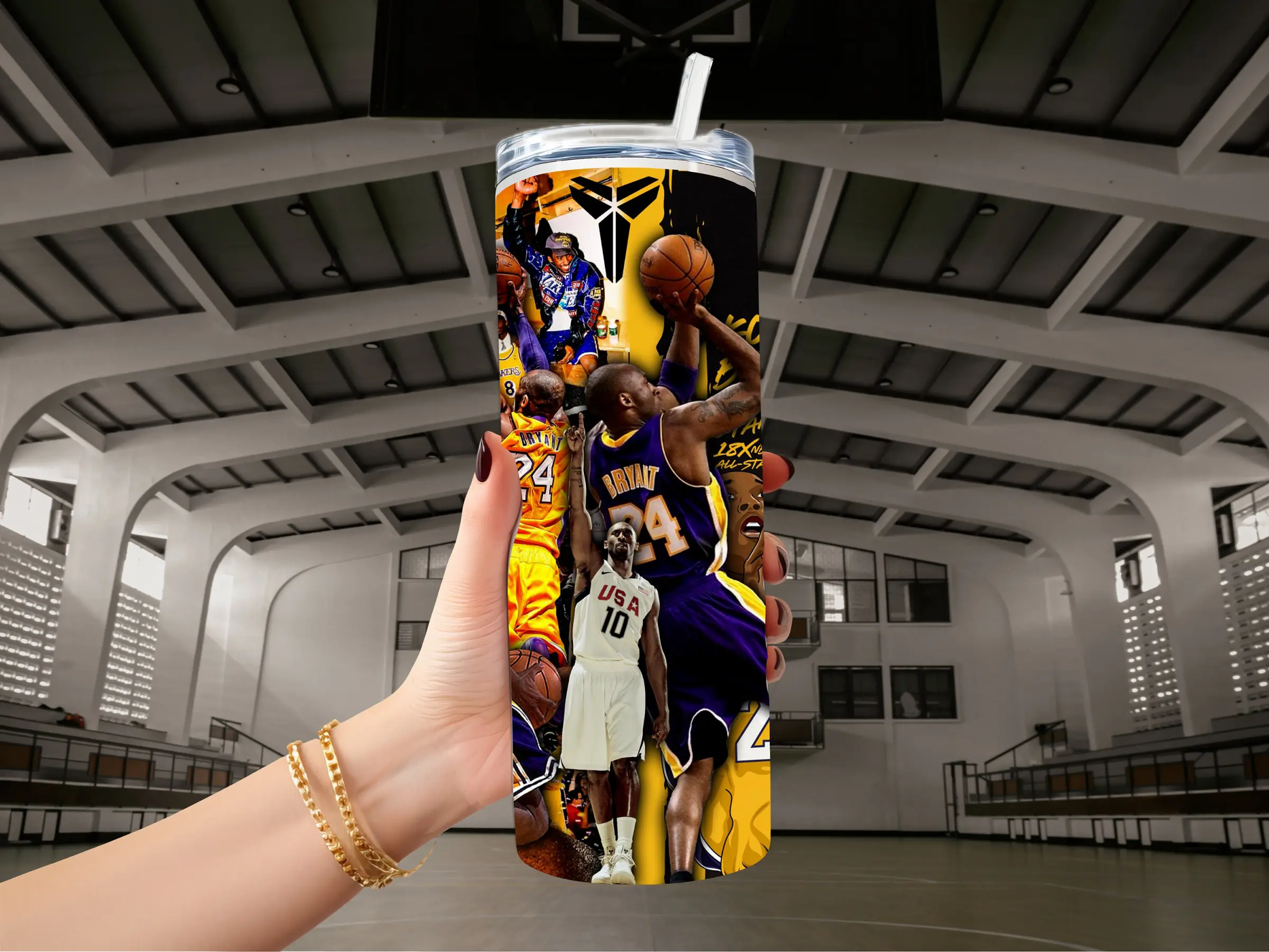 Kobe Bryant 20 oz Tumbler | Basketball Legend Drinkware | Mamba Forever Insulated Cup | Customizable Lakers Gift | Sports Fan Merchandise