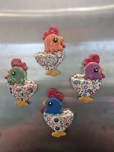 Charming Chicken Magnets - Farmhouse Decor for Your Fridge!  Handmade Refrigerator Magnets: Home and Garden.  Country Refridgerator Art.