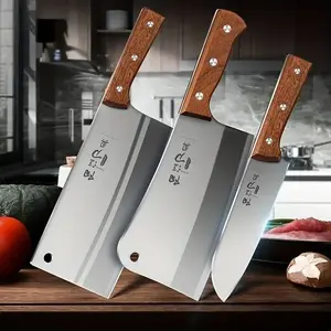 Stainless Steel Kitchen Knife Set, 3 Counts/set Multifunctional Meat & Vegetable Cutting Knife, Precise Slicing Knife, Ideal for Home Chefs and Professional Kitchens