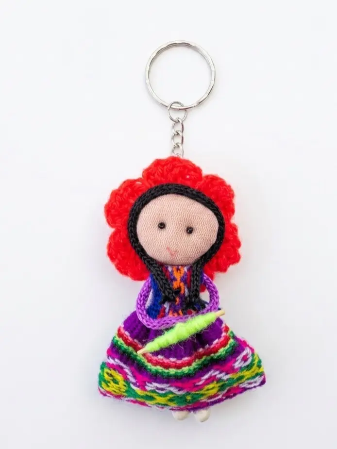 Handmade Peruvian Doll Keychain – Andean Souvenir, Cultural Gift, Mini Textile Doll 3.5” X 2”