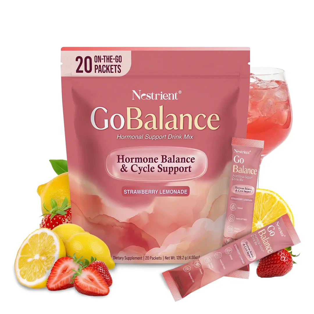 NEWS Nestrient GoBalance Hormonal Balance & Cycle Support Supplement for Women, 20 On-The-Go Packets with Magnesium, B6, L-Theanine, 40:1 Ratio Inositol, Rhodiola Rosea, Shatavari