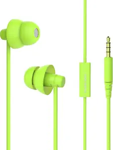 MAXROCK Tm Wired Sleep Earphones Soft Silicone Earbuds with In-Line Mic for Cellphones Mp3 Tablets Podcasts 3.5mm 16 Ohm Green