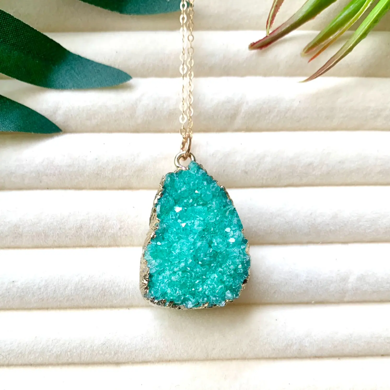 Verena-Green Druzy Necklace