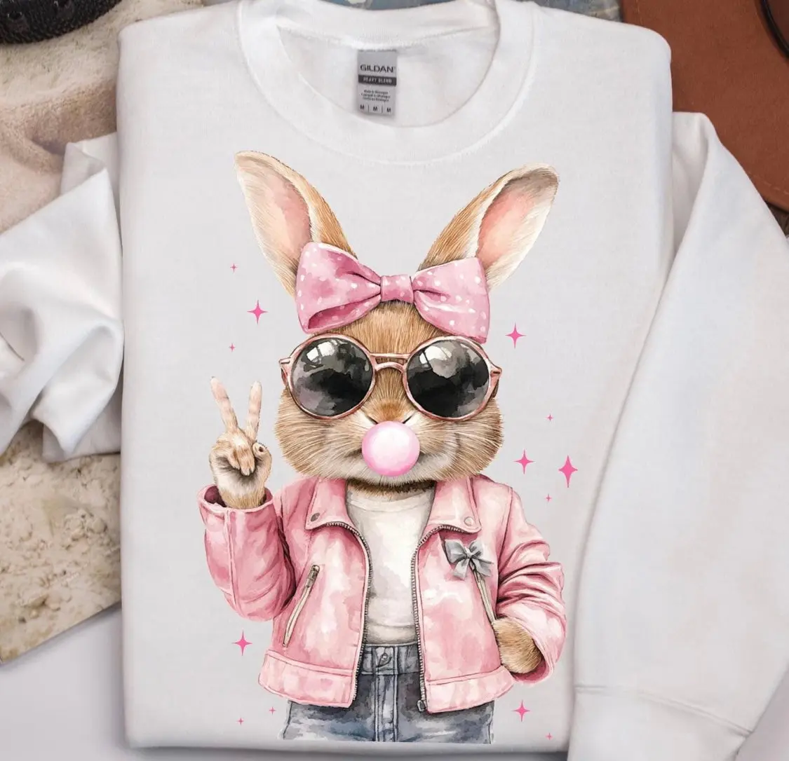 Peace Bunny White Sweater