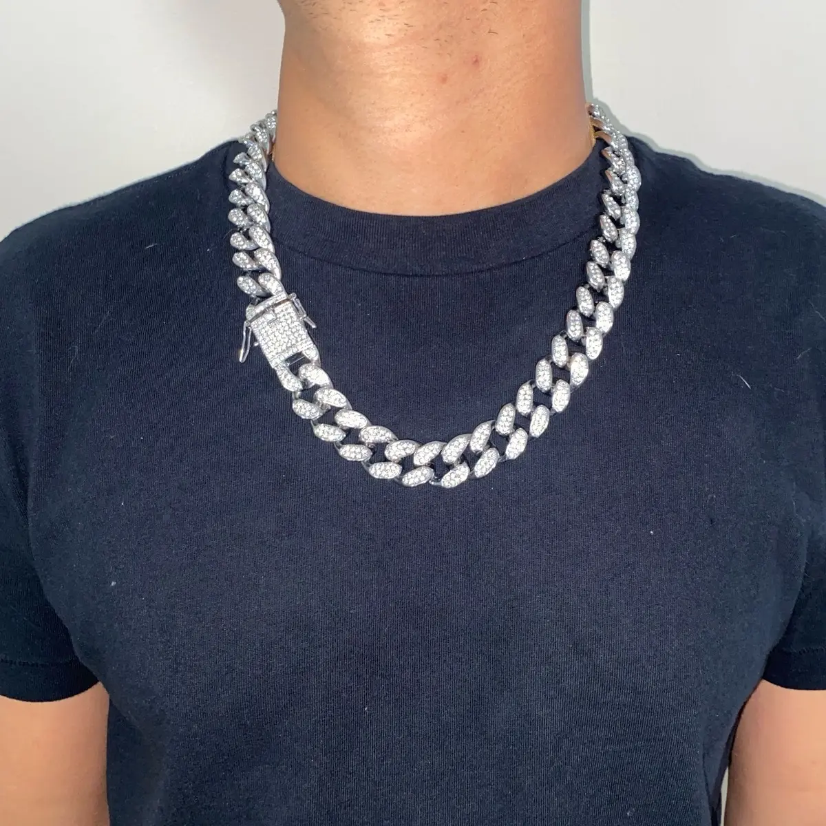 18” 24” Heavy Iced Out Rhinestone Fashion Hip Hop Necklace Chain, accessories for men women Miami Cuban Link Gift