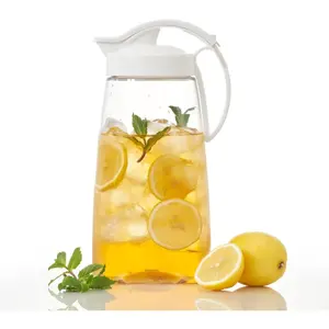 One-Touch Airtight Pitcher with Lid, 2.3QT (74oz) - Heat Resistant, Leakproof Quickpour Jug for Hot & Cold Drinks, Coffee, , Water, Space-Saving, Dishwasher Safe,