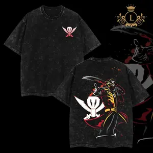 Red Pirate Ranger Vintage Washed Graphic Tee Retro Super Sentai Anime Shirt Oversized Streetwear Power Rangers Inspired Unisex Gift