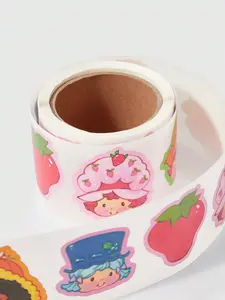 Strawberry Shortcake Self-Adhesive Roll Stickers, Playful Cartoon Adhesive Vinyl Decals, Waterproof Durable Office Stationery Labels for Notebooks, Laptops, Adhesive Vinyl Decal, Self Adhesive Stickers