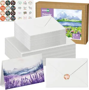 50 Pack Foldable Blank Watercolor Cards with Envelopes 4x6 Inch – 140lb Heavyweight 100% Cotton Acid-Free Watercolor Paper, White Greeting Cards for Painting, DIY Card Making for Christmas Birthday Wedding (4x6 Folded Size 4x3)