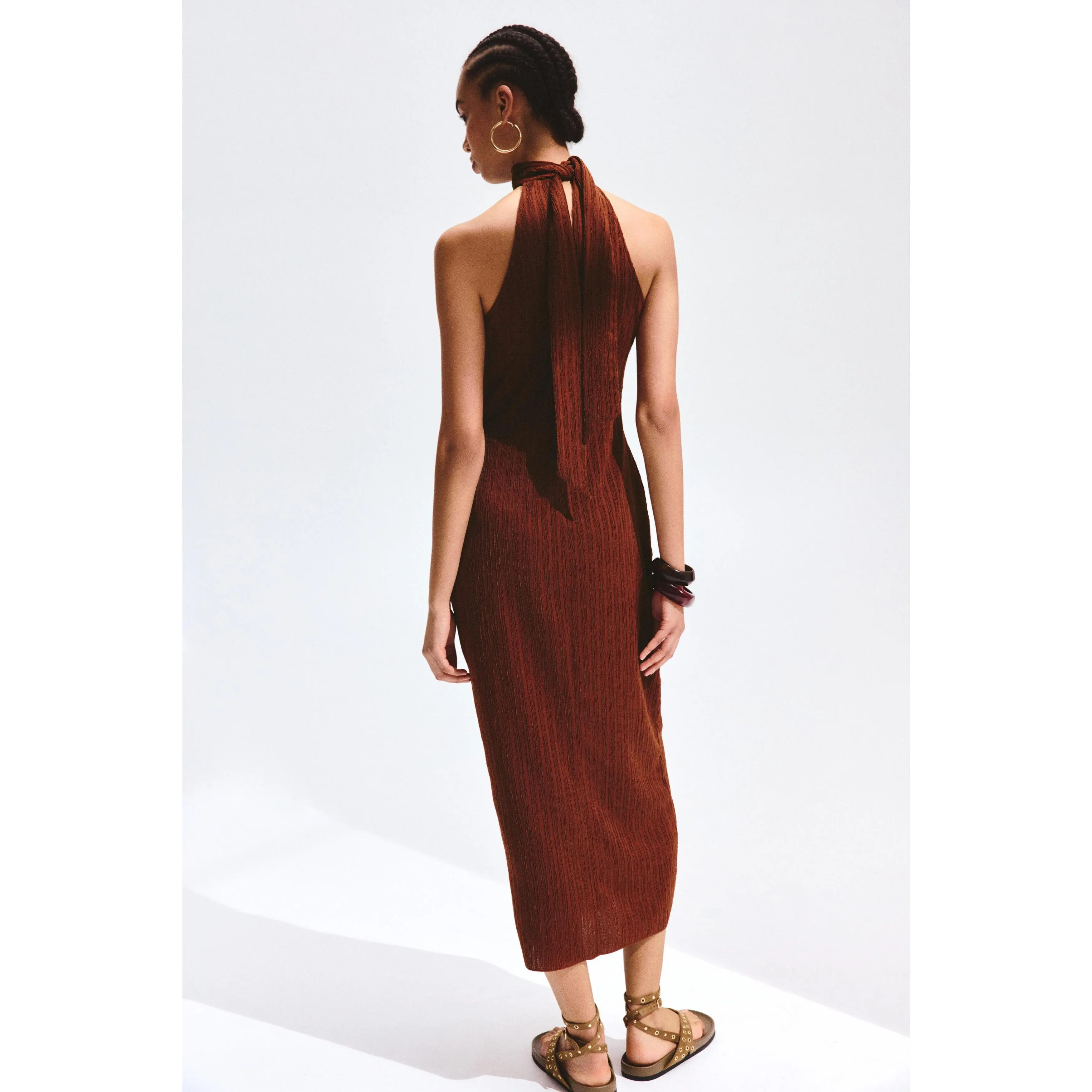white christmas dresses Brown Hand Crochet Dress – Alejandra Alonso Rojas main image 1