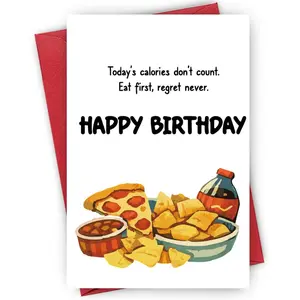 1PC Funny Diet Birthday Card, Humorous Greeting Card for Friends Family, Celebration Card, Special Occasion, Funny Design, Food Theme, Great for Food Lovers, Gifting to Buddies