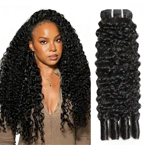Datanala Burmese Curly Bundles Human Hair 100% Unprocessed Quick Weave Water Wave with Spiral Curly End Real Human Hair Extensions Natural Black