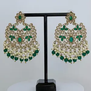 Desi Anjali Polki Chandbali Lightweight Earrings