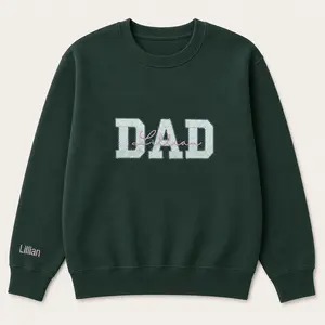 Custom Embroidered Dad Filled Varsity Sweatshirt & Hoodie with Kids Name on Chest, New Daddy Gift Father's Day, Birthday