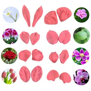 8 Pairs Gumpaste Flower Silicone Veining Mold Rose Veined Fondant Molds Gum Paste Peony Flower Mold Plumeria Daisy Orchid Molds For Sugar Craft Cake Decorating Candy Polymer Clay - Home Improvement.