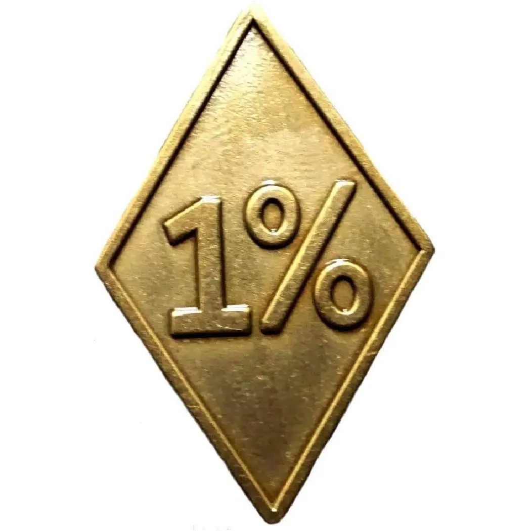 Biker Pin 1% er Percenter Antique Brass Look MC Jacket Vest Hat Pin