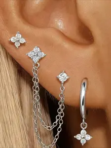 Fashionable, Exquisite and Compact Artificial Zirconia Earrings and Ear Studs Set, Earring Stacks. Suitable for Multiple Piercing Holes. Perfect for Daily Parties, Gatherings, Summer Beach Photoshoots. A Great Gift for Her.