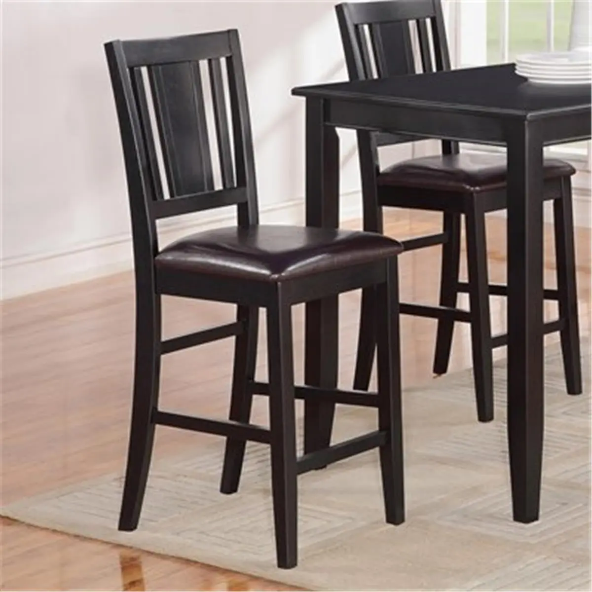 212 MAIN Buckland Counter Height Chair - Wooden Imports Furniture, BU-LC-BLK, Faux Leather Upholstered Seat, Black Indoor Counter Height Barstools