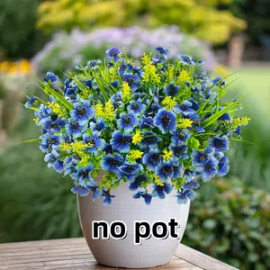20 Bundles Artificial Flowers, Decorative Outdoor Silk Fake Plants, UV Resistant Faux Plastic, Greenery Shrubs for Home Garden Decoration, Blue Colors, Mixed Pack