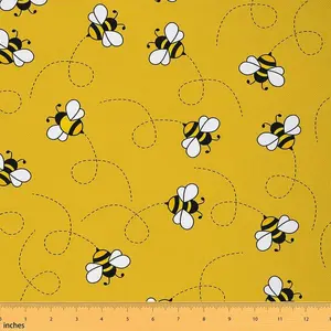 Bee Upholstery Fabric By The Yard,Cute Bee Animal Decorative Fabric for Upholstery and Home DIY Projects,Wild Natural Theme Waterproof Fabric