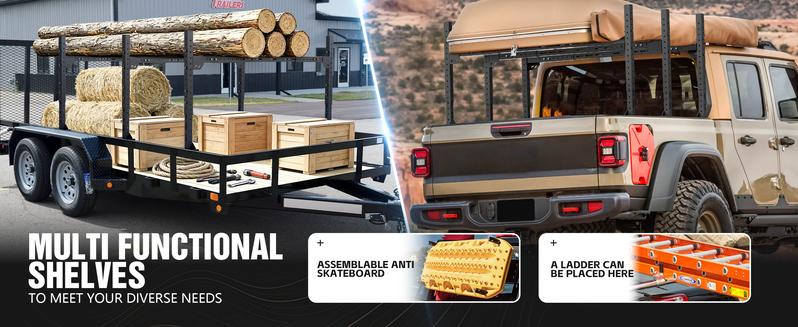 EYOUHZ Adjustable Truck Ladder Racks Compatible with Tacoma/Silverado/Ford F-Series/Ram/Tundra/JT/Sierra/Titan/Frontier/Colorado/Canyon/Ranger/Maverick Universal 1000lbs Capacity Bed Rack Cargo Rack