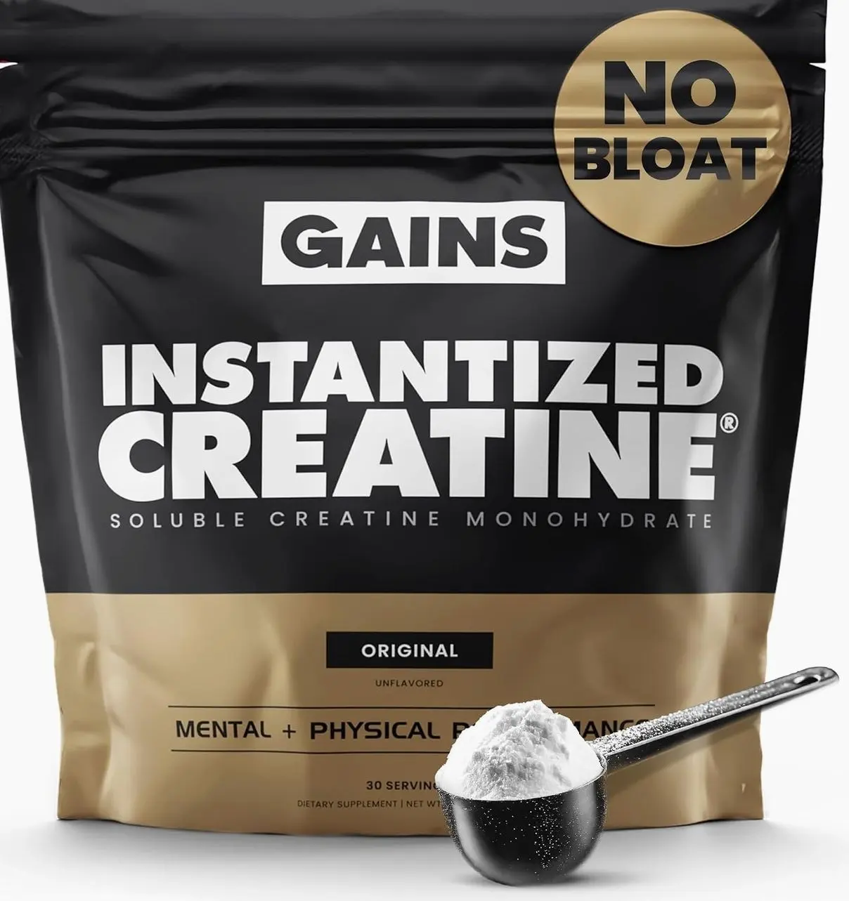 Gains in Bulk Instantized Creatine Monohydrate for Men & Women, Soluble Creatine Powder, Supports Muscle Building, Strength and Performance, Bodybuilding Supplements, Unflavored, 30 Servings