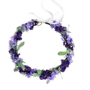Lavender Flower Crown Floral Wreath Headband Photo Props Mix purple