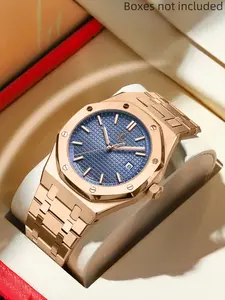 Poedagar Luxury Waterproof Night Light Date Men's Watch, Stainless Steel Fashion Quartz Watch, Suitable for Daily Wear Fashion Men's Watch, Luminous Analog Watch