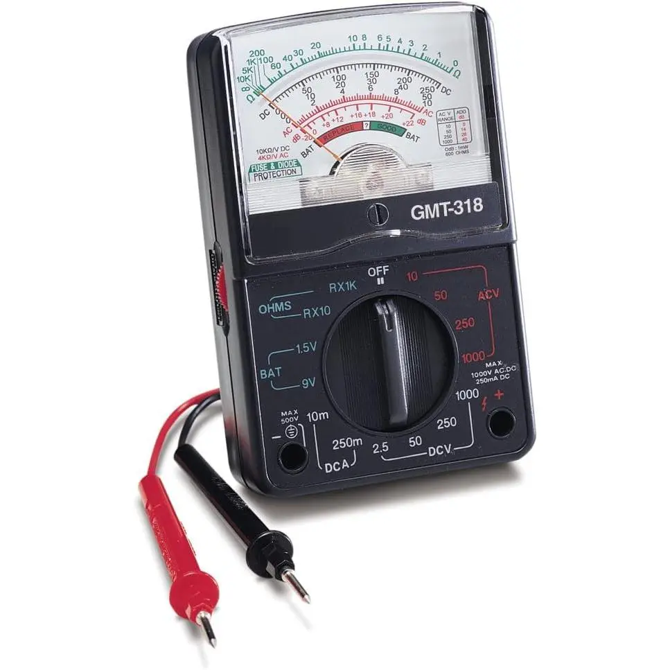 GMT318 Analog Multimeter, 6 Functions, 14 Ranges, AC / Volt, 500V