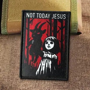Not Today Jesus Patch Satanic Goat Demon Girl Badges Baphomet Morale Patches Hook and Loop for Jacket Backpack Stickers