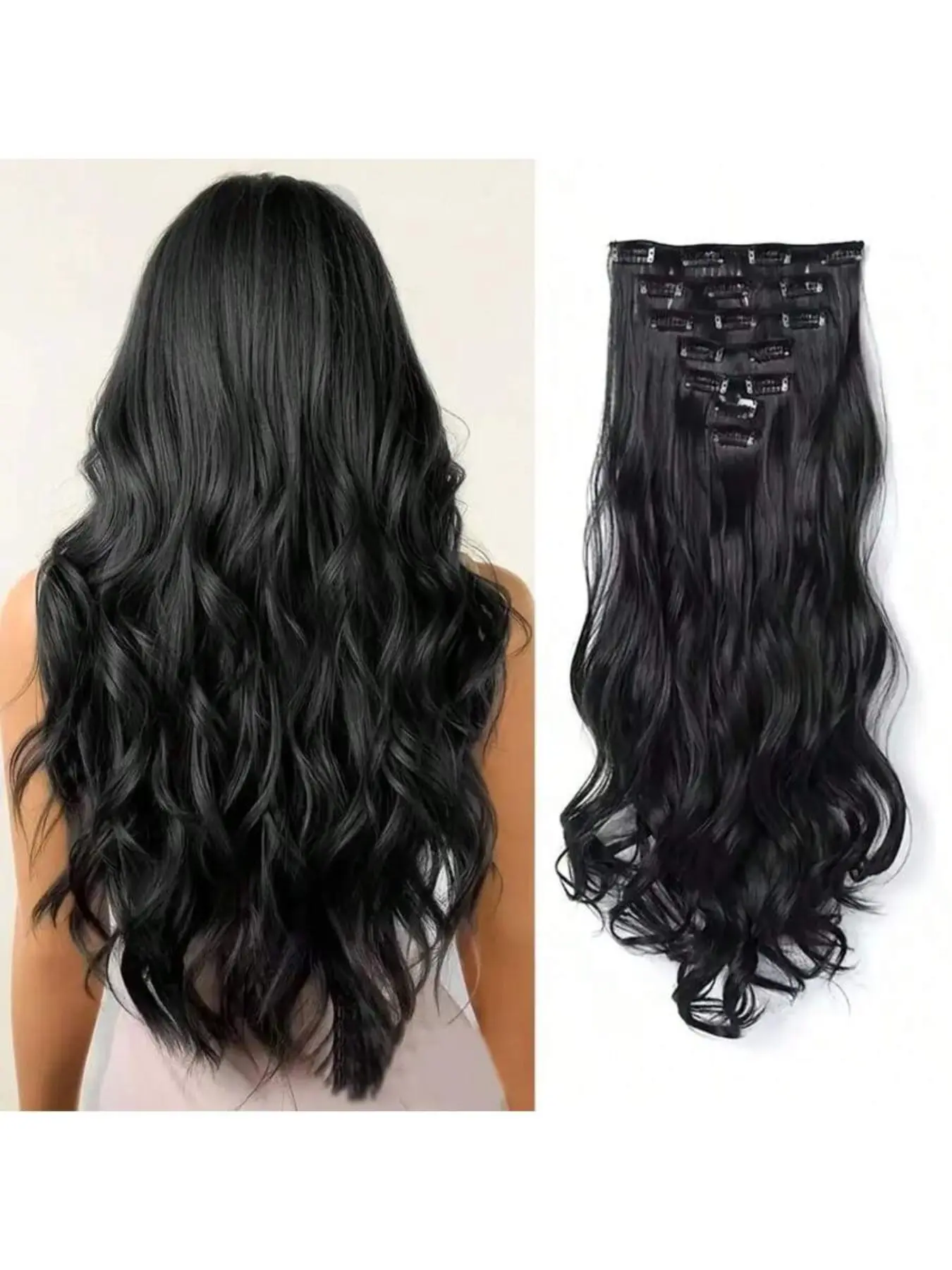 Real Human Hair Clip-In Extensions 22 Inch Body Wave 120g 7pcs 12A Water Wave 7Pcs/Set Clip In Hair Extensions Human Hair  main image 4