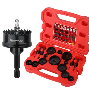 Vearter 14-51mm Bi-Metal Hole Saw Kit 16PCS for Thin Wall, M42 HSS Bimetal Hole Saw Set with Arbors, Cobalt Drill Hole Cutter for Wood, Sheet Metal, Copper, Plaster, PVC, Steel Plate, Drywall, Drill Bit Set