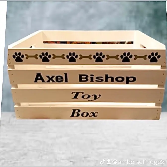Organize in Style: Personalized Wooden Crate Dog Toy Box - Handcrafted Pet Storage