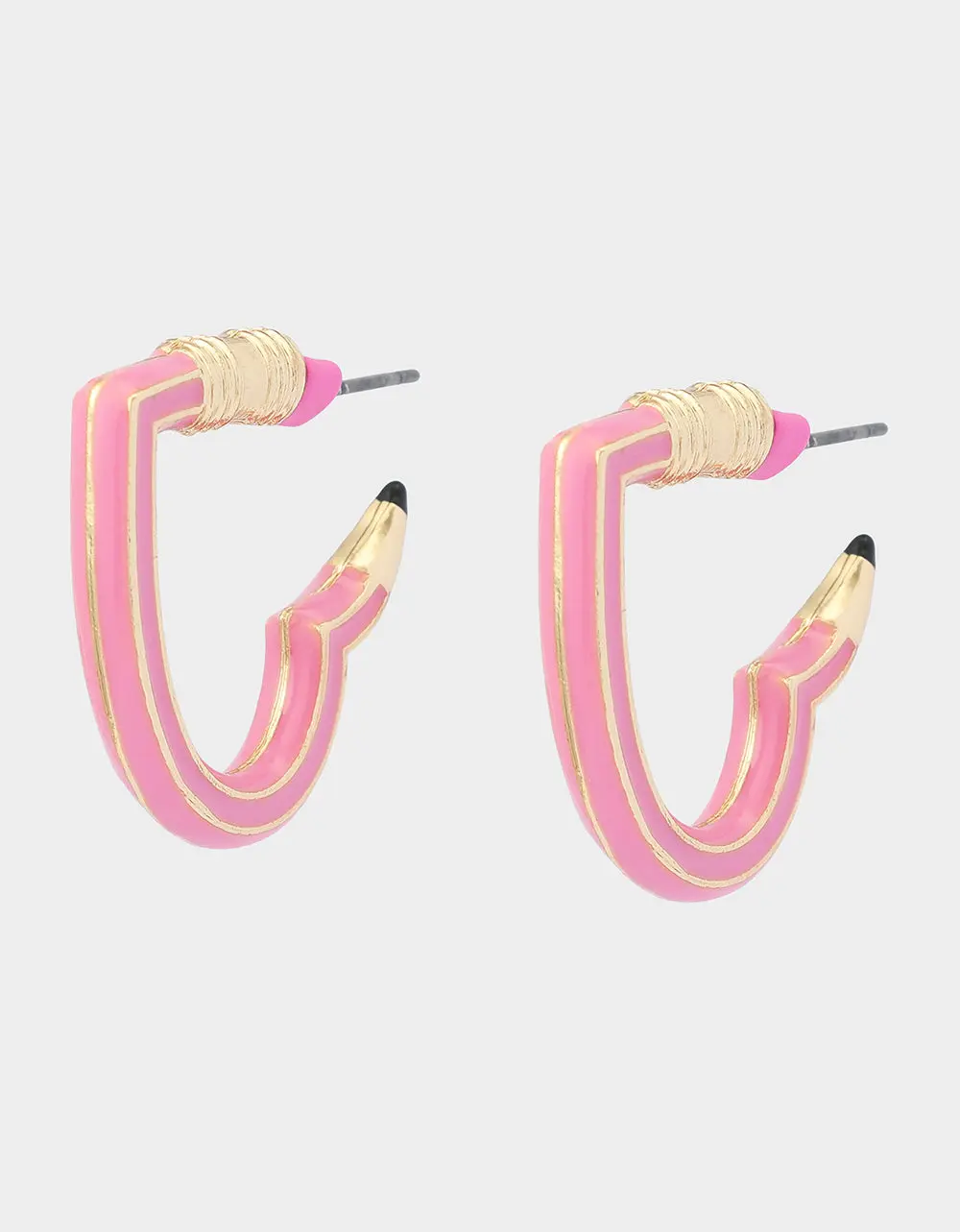 HEART PENCIL HUGGIE EARRING PINK